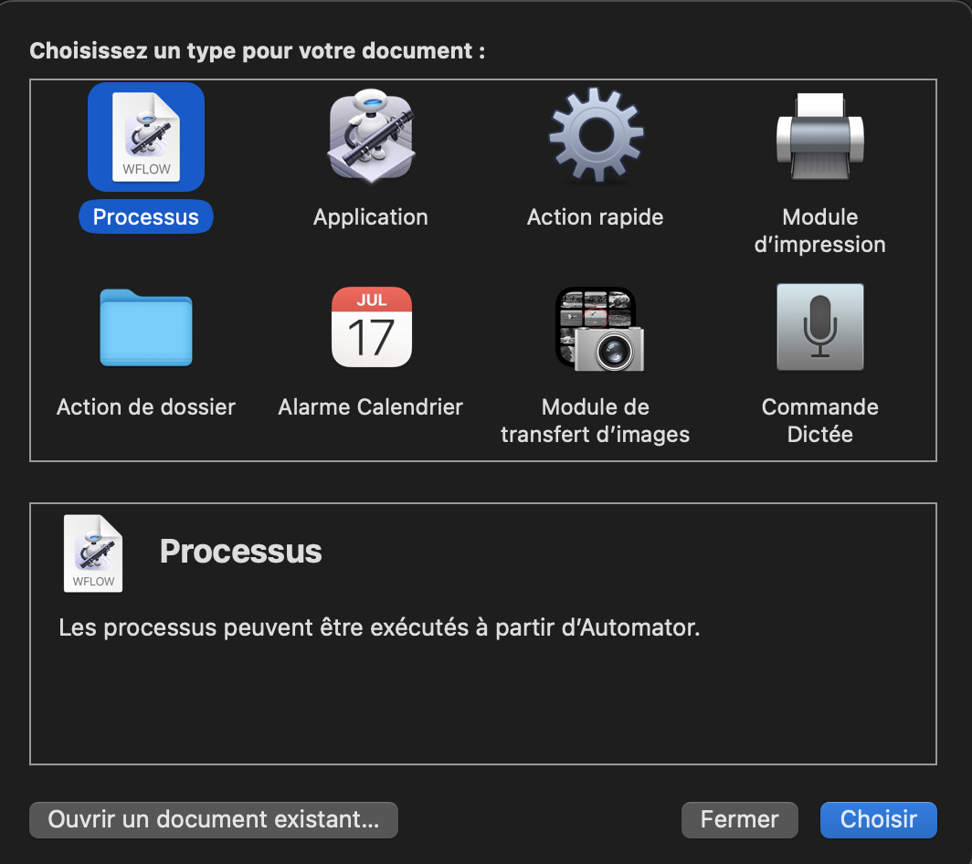 Cr er une application automator simple agnosys